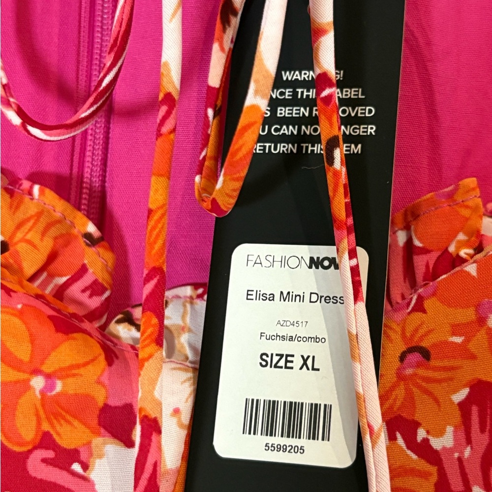 Fashion Nova NWT Elisa Mini Dress Floral Fuchsia/combo Size XL - Picture 5 of 7